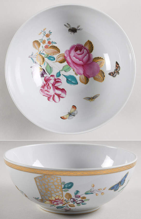 Lowestoft Rose 8" Round Vegetable Bowl by Mottahedeh-1
