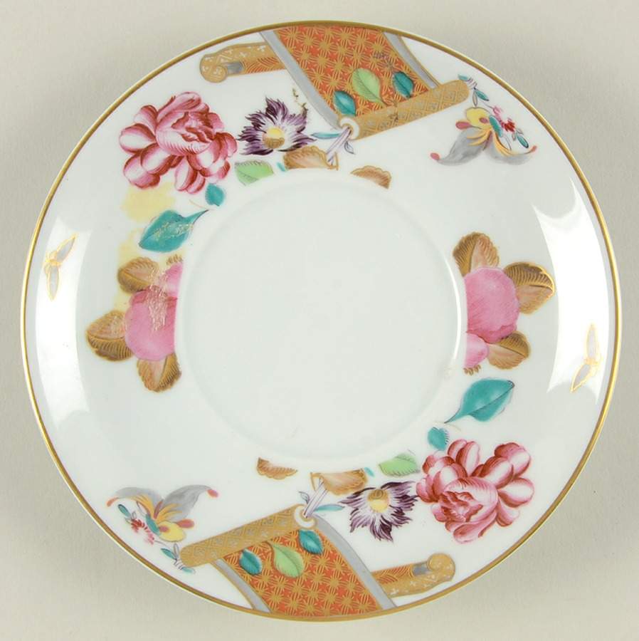 Lowestoft Rose Saucer for Flat Cup by Mottahedeh-1