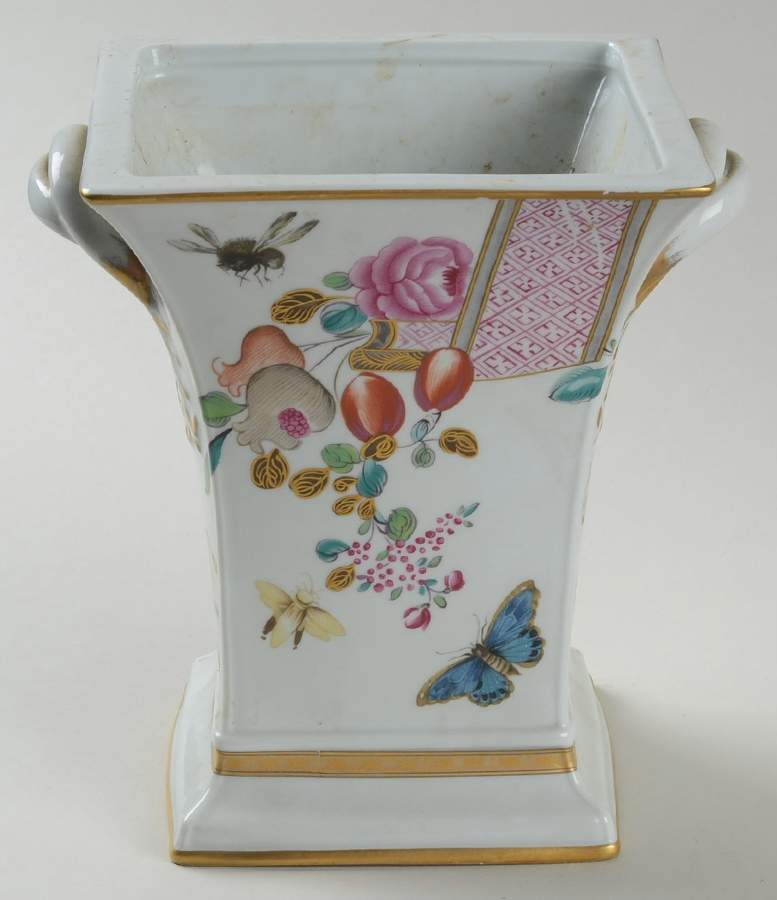 Lowestoft Rose 7" Square Vase by Mottahedeh-1