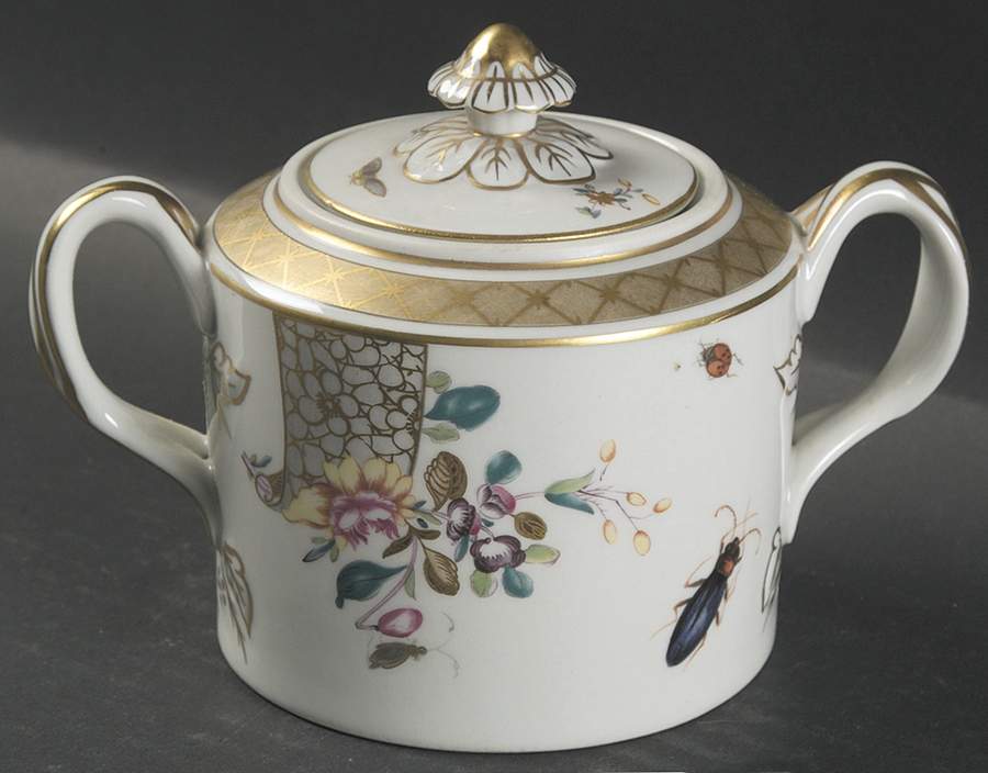 Lowestoft Rose Sugar Bowl & Lid by Mottahedeh-1