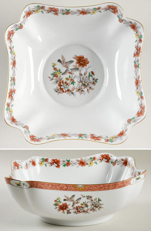 Magnolia & Birds 9" Square Vegetable Bowl by Mottahedeh-1