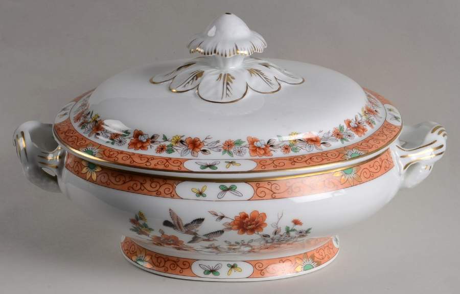 Magnolia & Birds Round Covered Vegetable by Mottahedeh-1