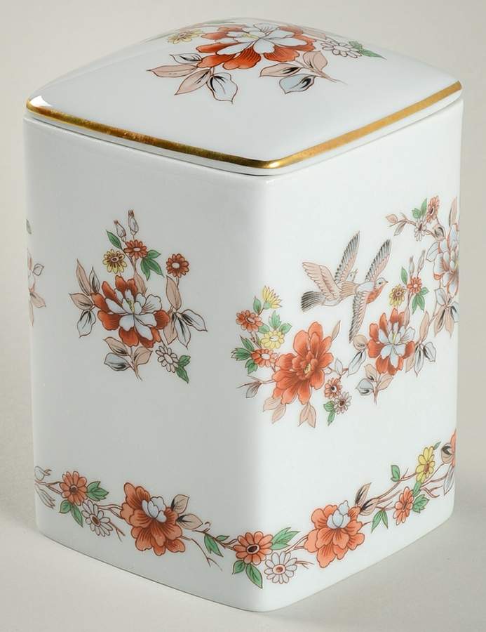 Magnolia & Birds Square Box with Lid by Mottahedeh-1