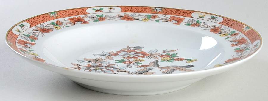 Magnolia & Birds Large Rim Soup Bowl by Mottahedeh-1