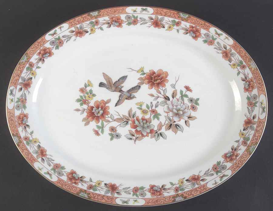 Magnolia & Birds 16" Oval Serving Platter by Mottahedeh-1