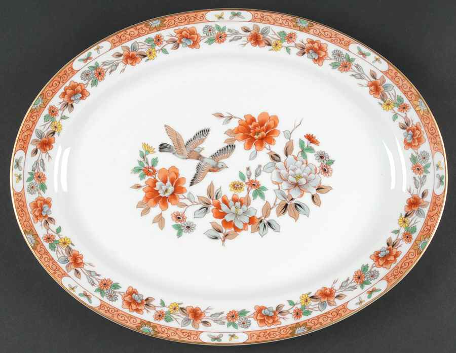 Magnolia & Birds 13" Oval Serving Platter by Mottahedeh-1