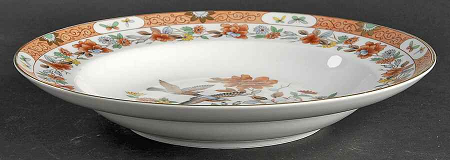 Magnolia & Birds Large Rim Soup Bowl by Mottahedeh-1