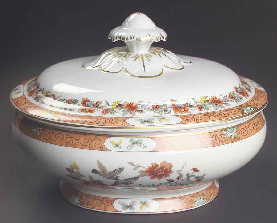 Magnolia & Birds Round Covered Vegetable by Mottahedeh-1