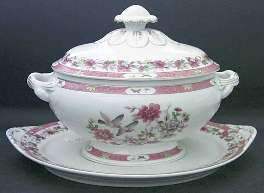 Magnolia & Birds Tureen & Lid w/Underplate by Mottahedeh-1