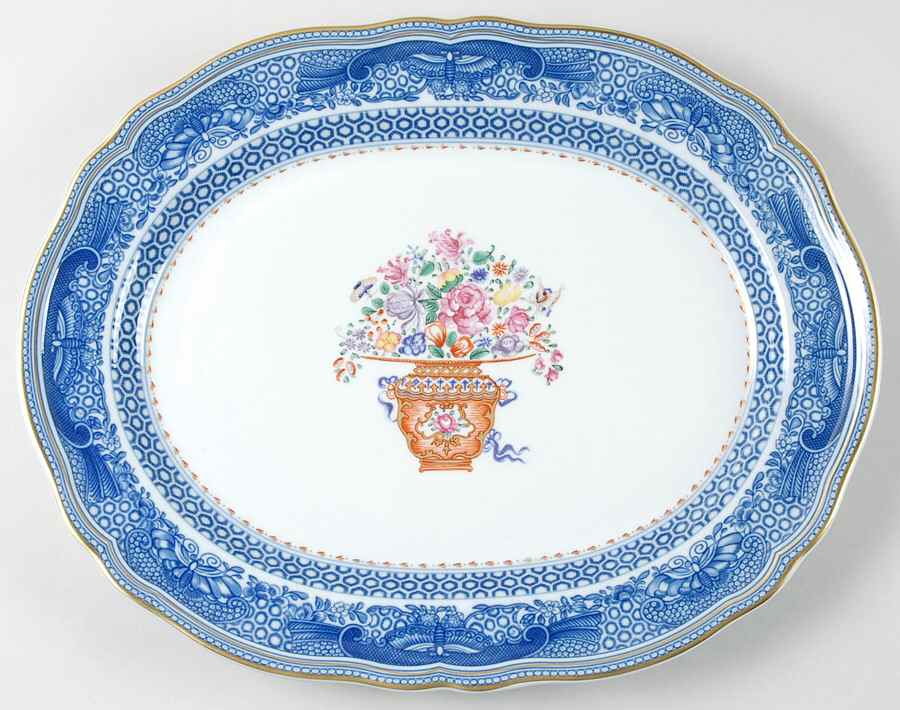 Mandarin Bouquet 14" Oval Serving Platter by Mottahedeh-1