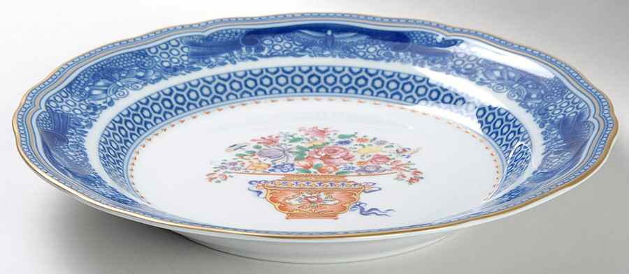 Mandarin Bouquet Large Rim Soup Bowl by Mottahedeh-1