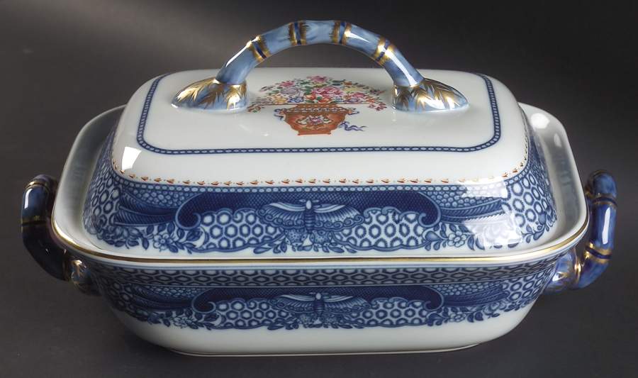 Mandarin Bouquet Rectangular Covered Vegetable by Mottahedeh-1