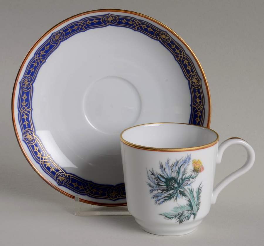 Merian Flat Demitasse Cup & Saucer Set by Mottahedeh-1