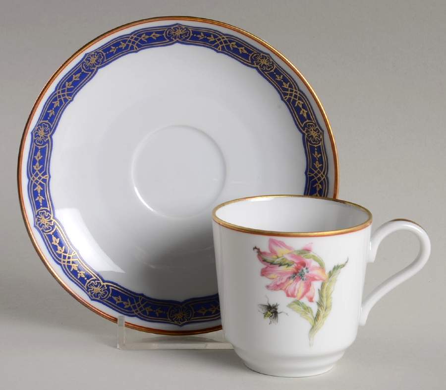 Merian Flat Demitasse Cup & Saucer Set by Mottahedeh-1