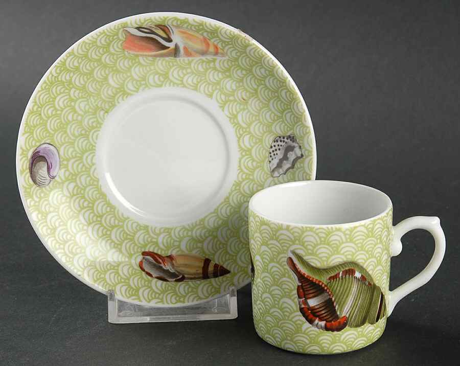 MOT11 Flat Demitasse Cup & Saucer Set by Mottahedeh-1