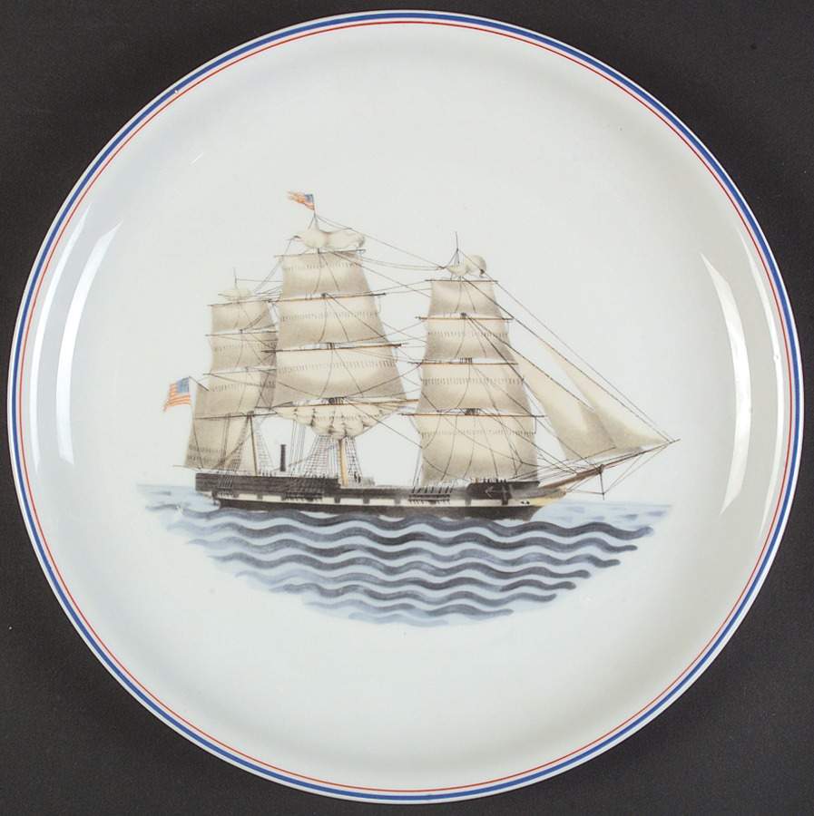 Our Maritime Heritage-American Ship Dinner Plate by Mottahedeh-1