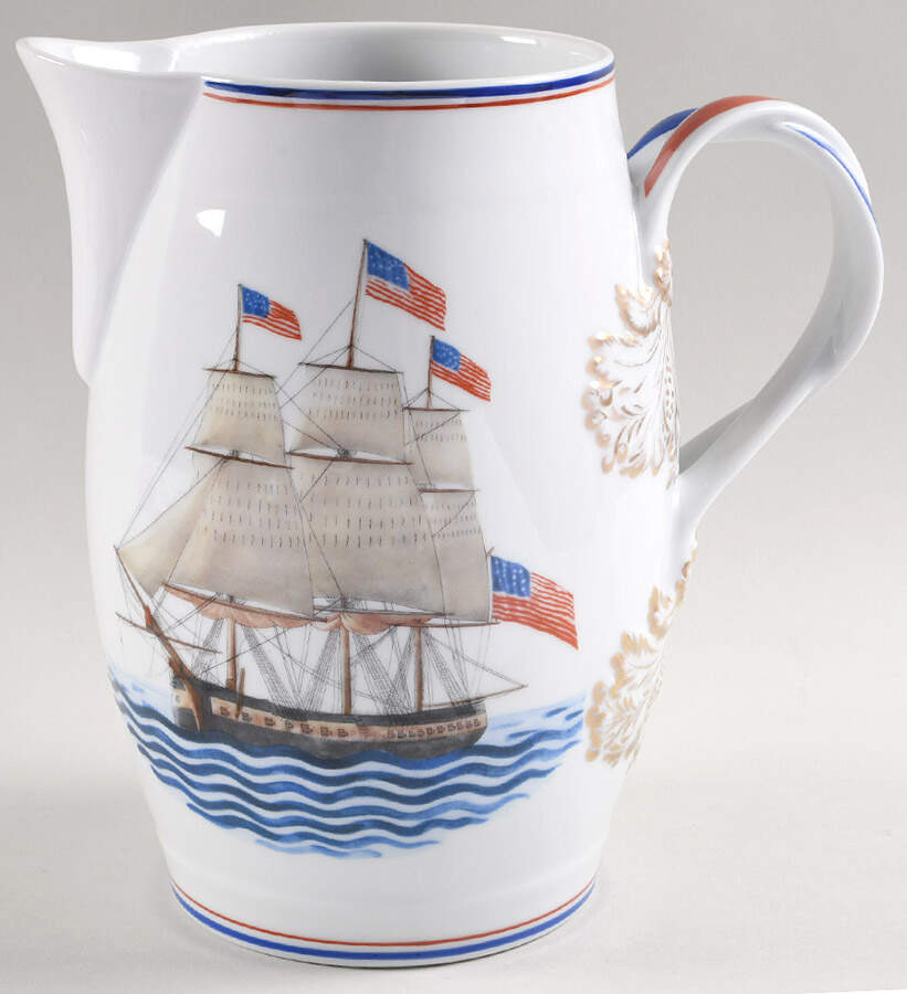 Our Maritime Heritage-American Ship 96 Oz Pitcher by Mottahedeh-1