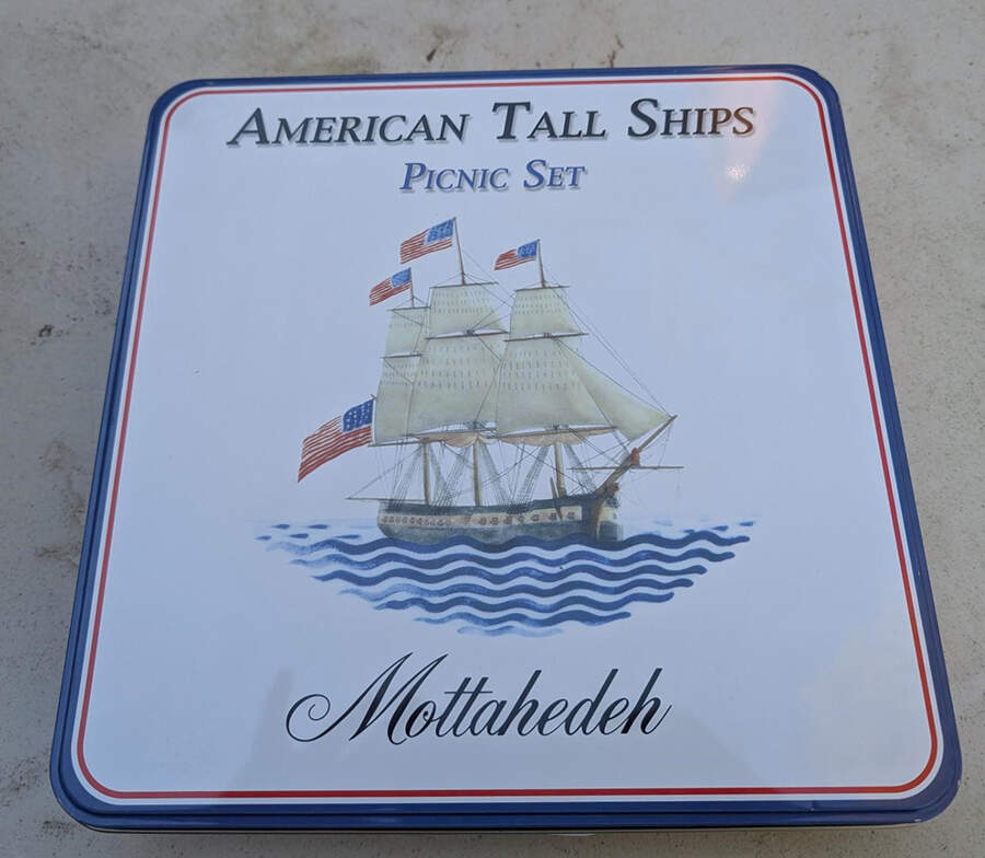 Our Maritime Heritage-American Ship Square Metal Dinner Plate by Mottahedeh-1
