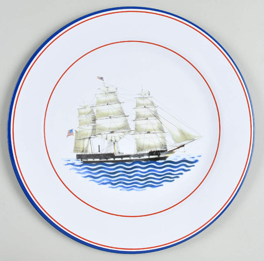 Our Maritime Heritage-American Ship Metal Dinner Plate by Mottahedeh-1