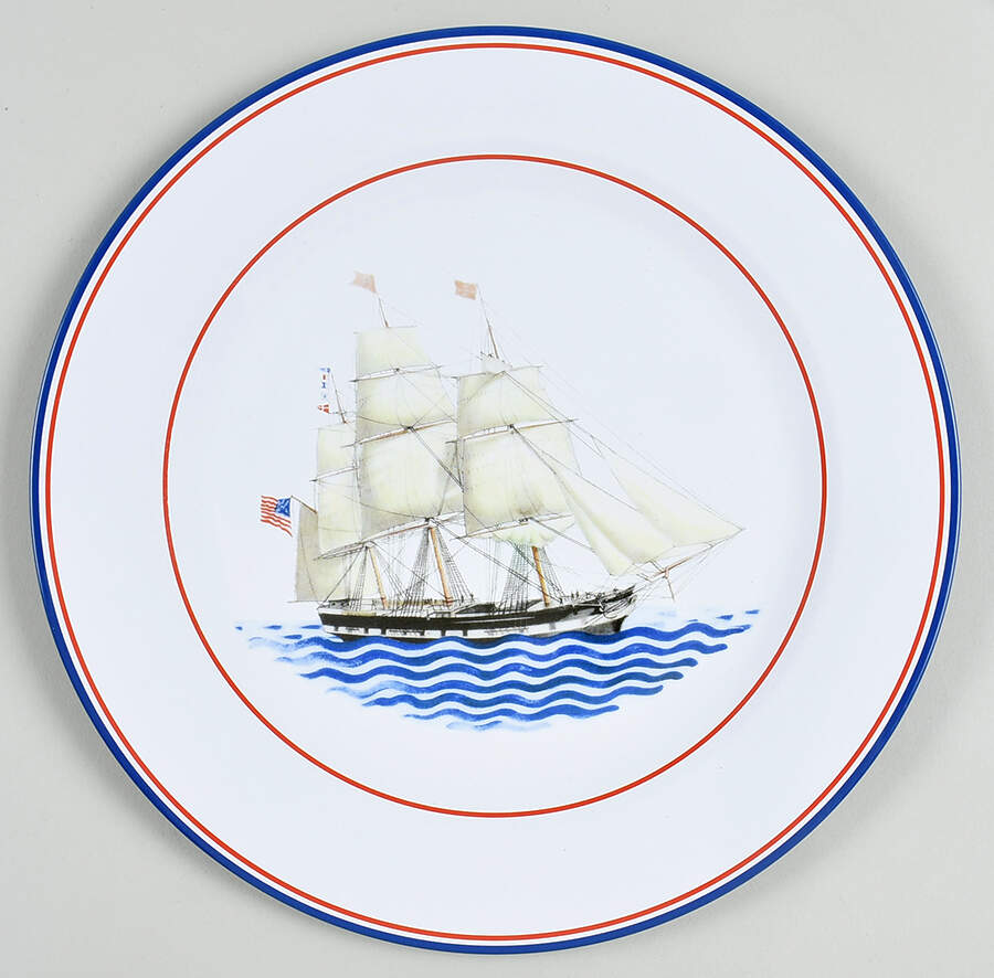 Our Maritime Heritage-American Ship Metal Dinner Plate by Mottahedeh-1
