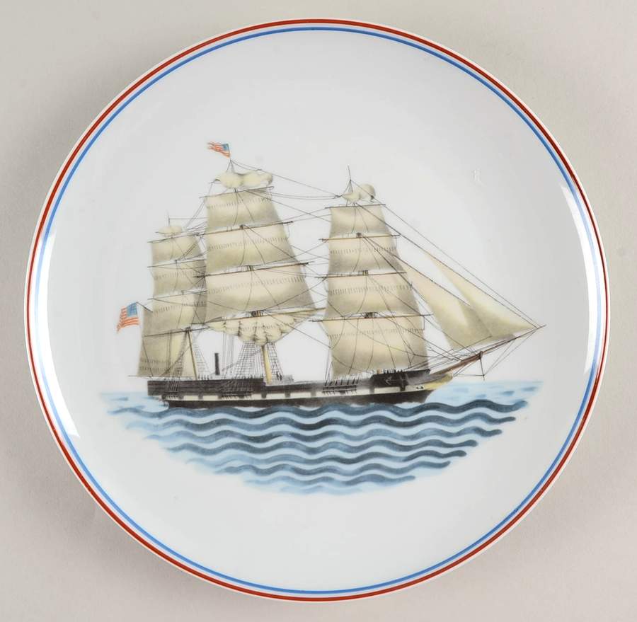 Our Maritime Heritage-American Ship Luncheon Plate by Mottahedeh-1