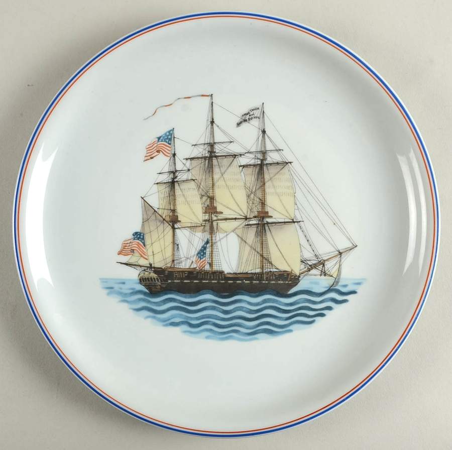 Our Maritime Heritage-American Ship Dinner Plate by Mottahedeh-1