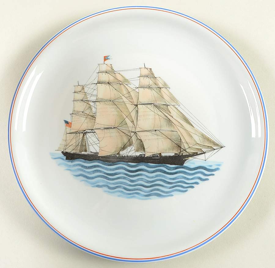 Our Maritime Heritage-American Ship Dinner Plate by Mottahedeh-1