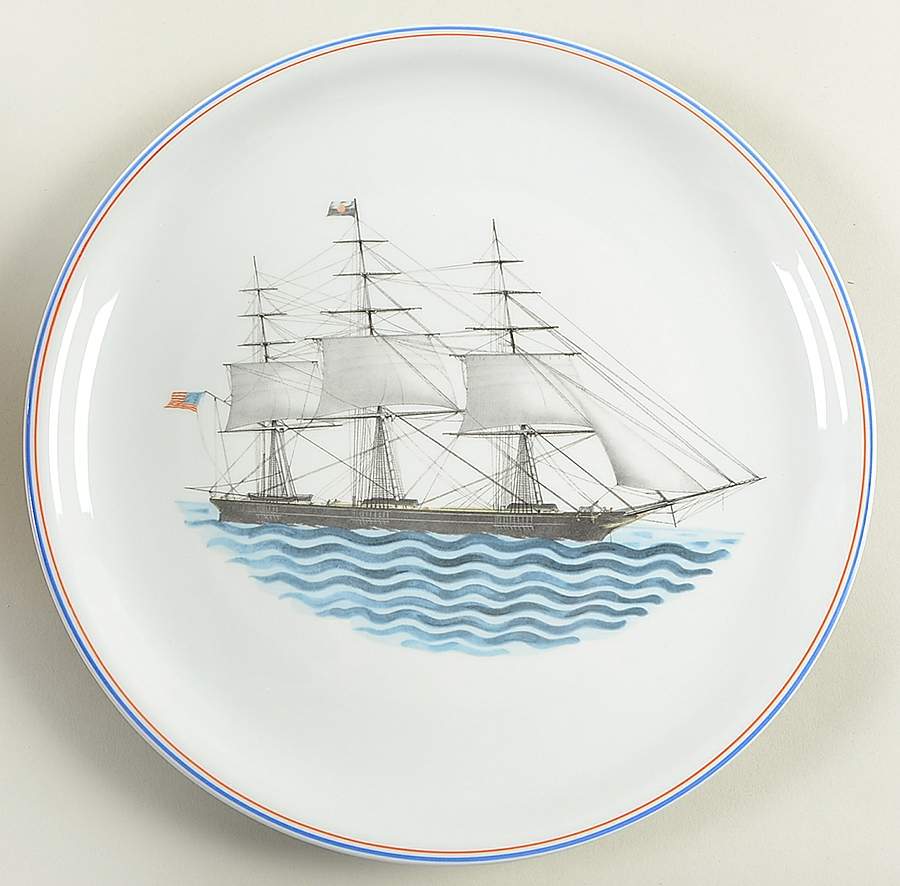 Our Maritime Heritage-American Ship Dinner Plate by Mottahedeh-1