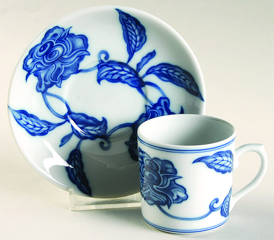 Palace Blue Flat Demitasse Cup & Saucer Set by Mottahedeh-1