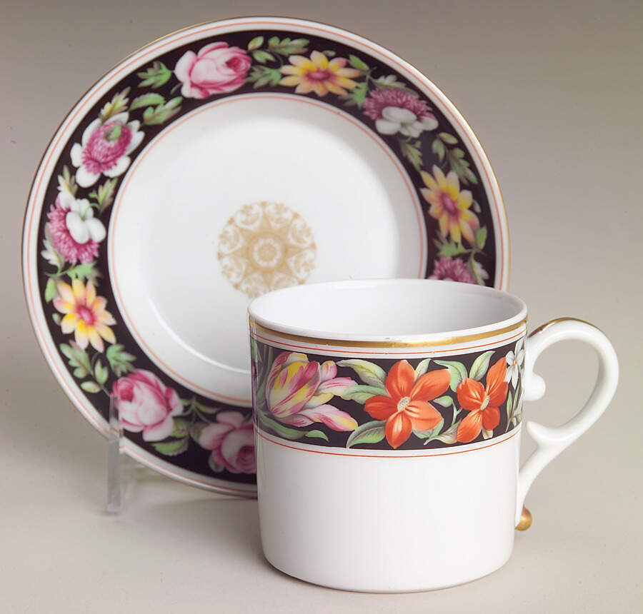 Regency Rose Flat Cup & Saucer Set by Mottahedeh-1