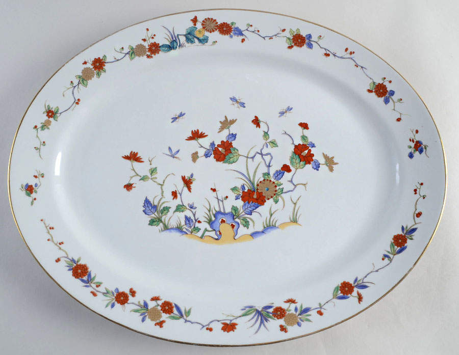 Rock Garden (Pale Blue) 16" Oval Serving Platter by Mottahedeh-1