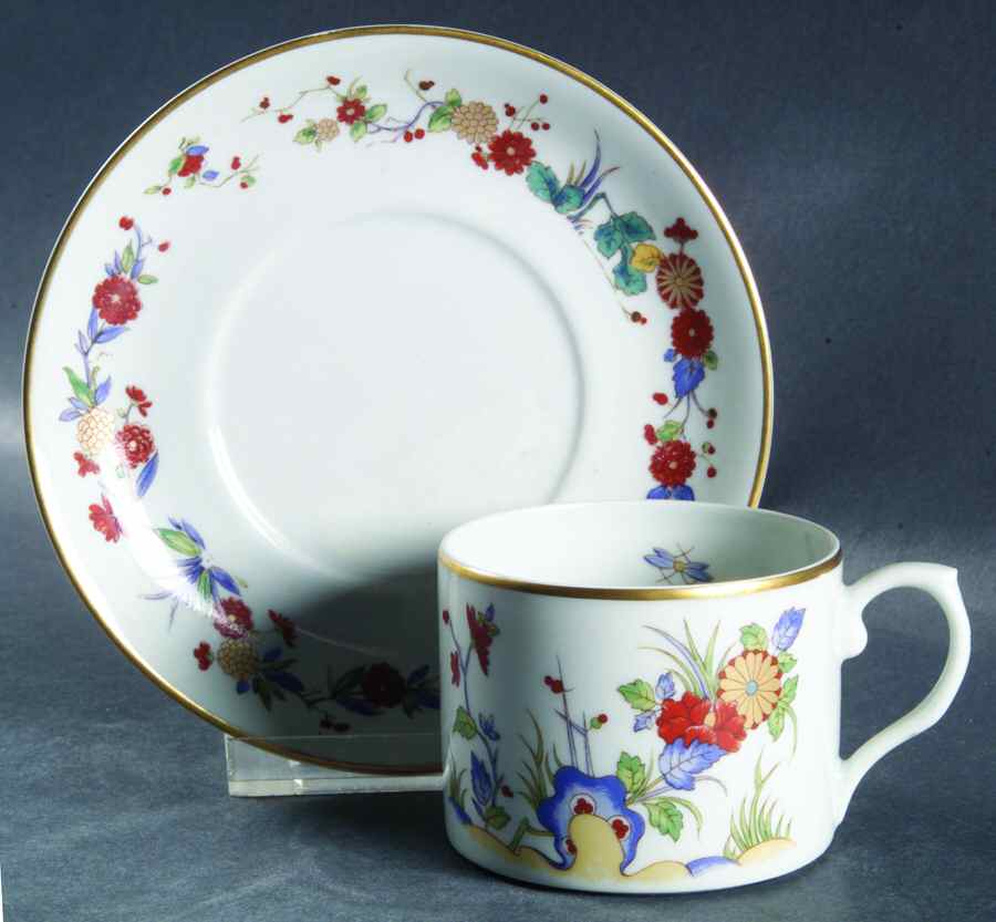Rock Garden (Pale Blue) Flat Cup & Saucer Set by Mottahedeh-1
