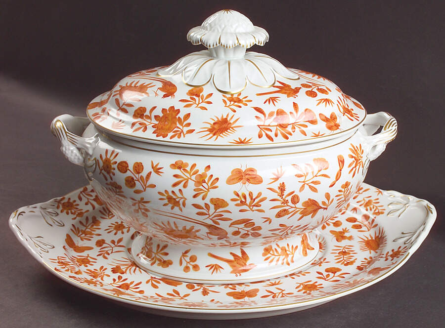 Sacred Butterfly (No Gold Accents) Oval Tureen & Lid with Underplate by Mottahedeh-1