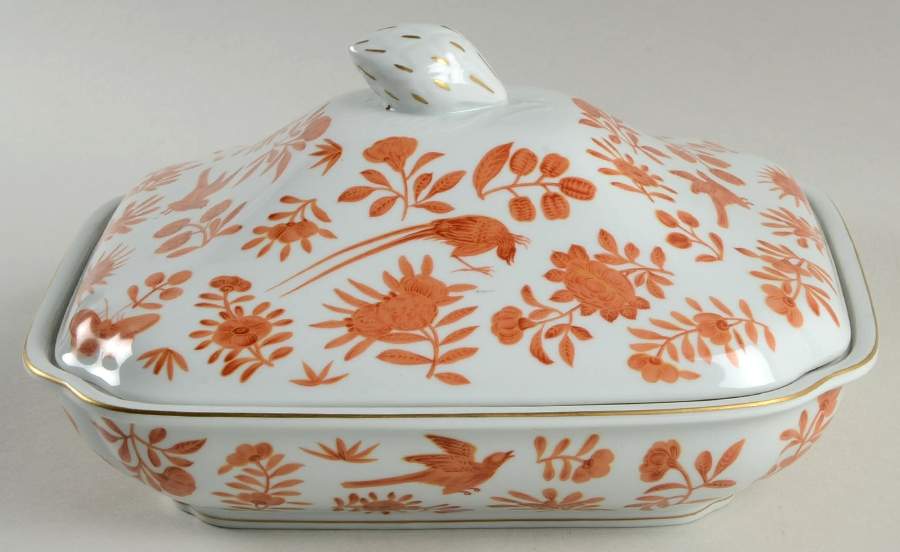 Sacred Butterfly (No Gold Accents) Rectangular Covered Vegetable by Mottahedeh-1