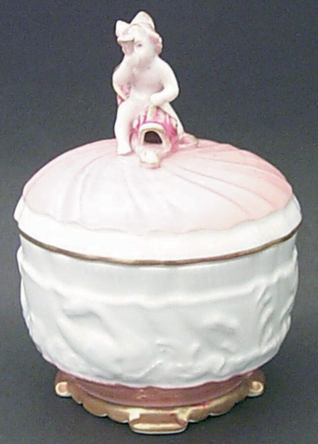 Salmon Swan Sugar Bowl & Lid by Mottahedeh-1