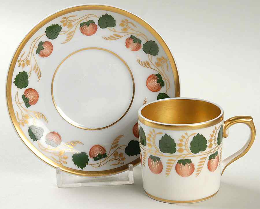 Strawberry Vine Flat Demitasse Cup & Saucer Set by Mottahedeh-1