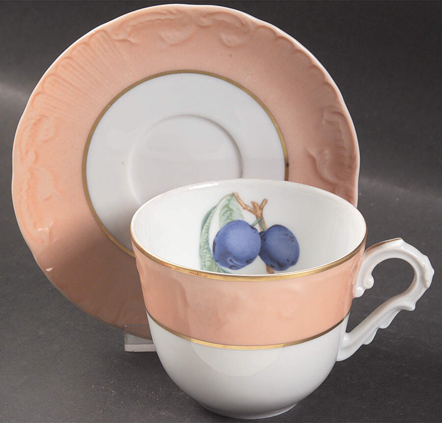 Summer Fruit Flat Cup & Saucer Set by Mottahedeh-1