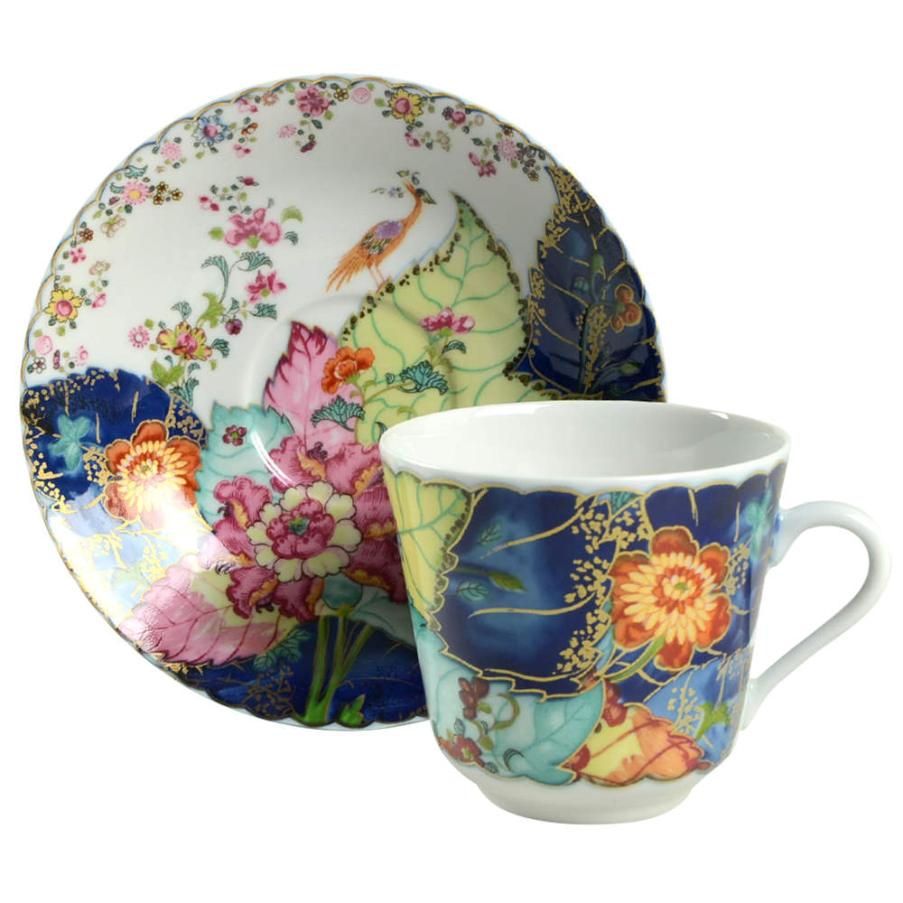 Tobacco Leaf Flat Cup & Saucer Set by Mottahedeh-1
