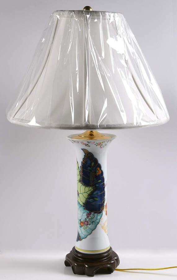 Tobacco Leaf Lamp & Shade by Mottahedeh-1