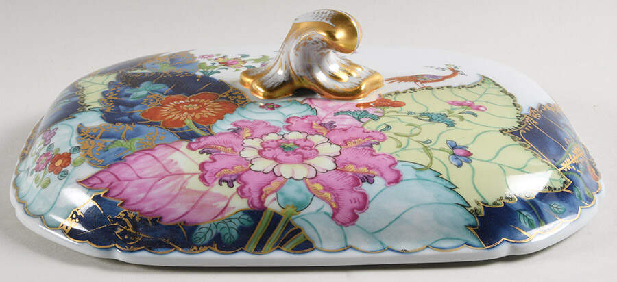 Tobacco Leaf Lid for Rectangular Tureen by Mottahedeh-1