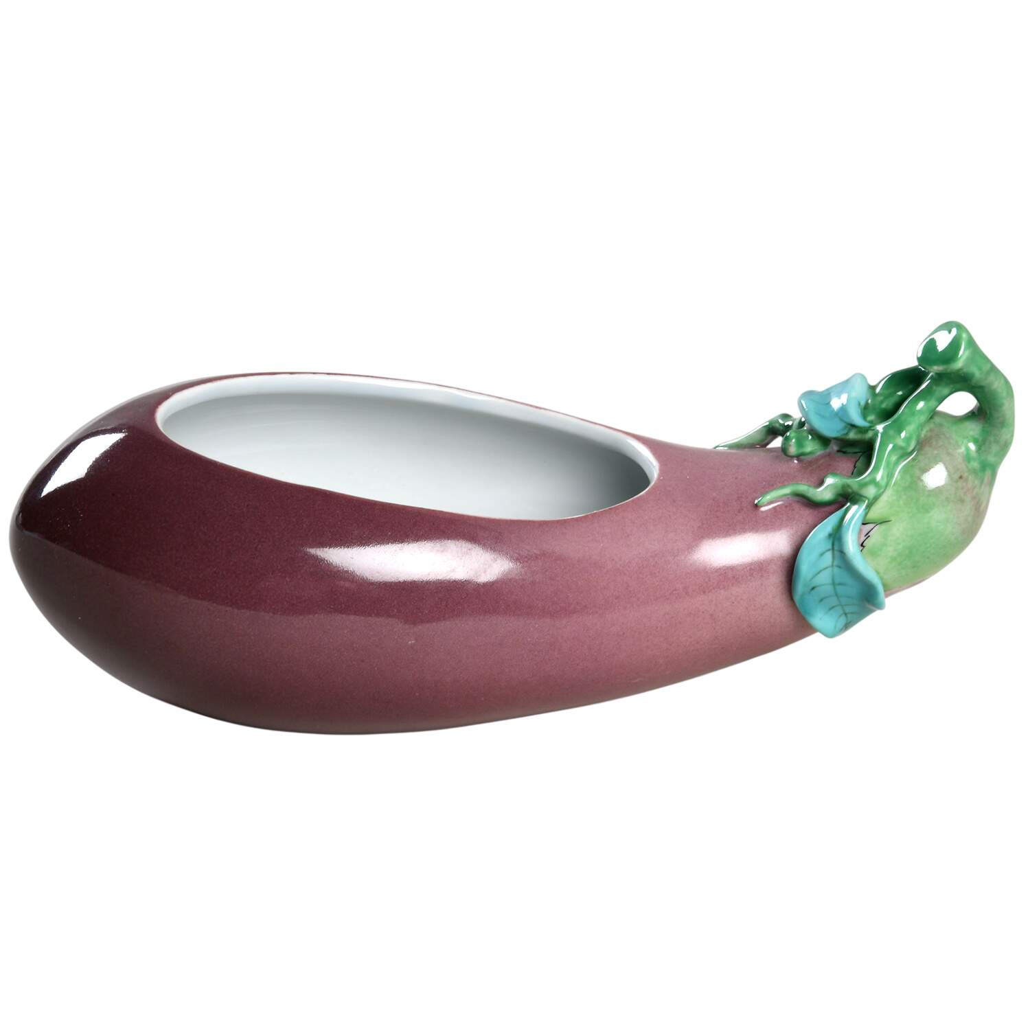 Tobacco Leaf Eggplant Box No Lid by Mottahedeh-1