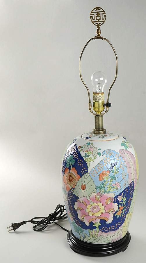 Tobacco Leaf Ginger Jar Accent Lamp No Shade by Mottahedeh-1