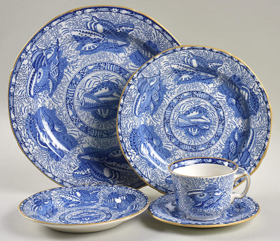 Torquay Blue (Yellow Trim) 5 Piece Place Setting by Mottahedeh-1