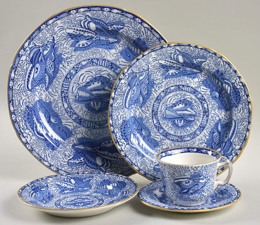 Torquay Blue (Yellow Trim) 40  Piece Estate Set by Mottahedeh-1
