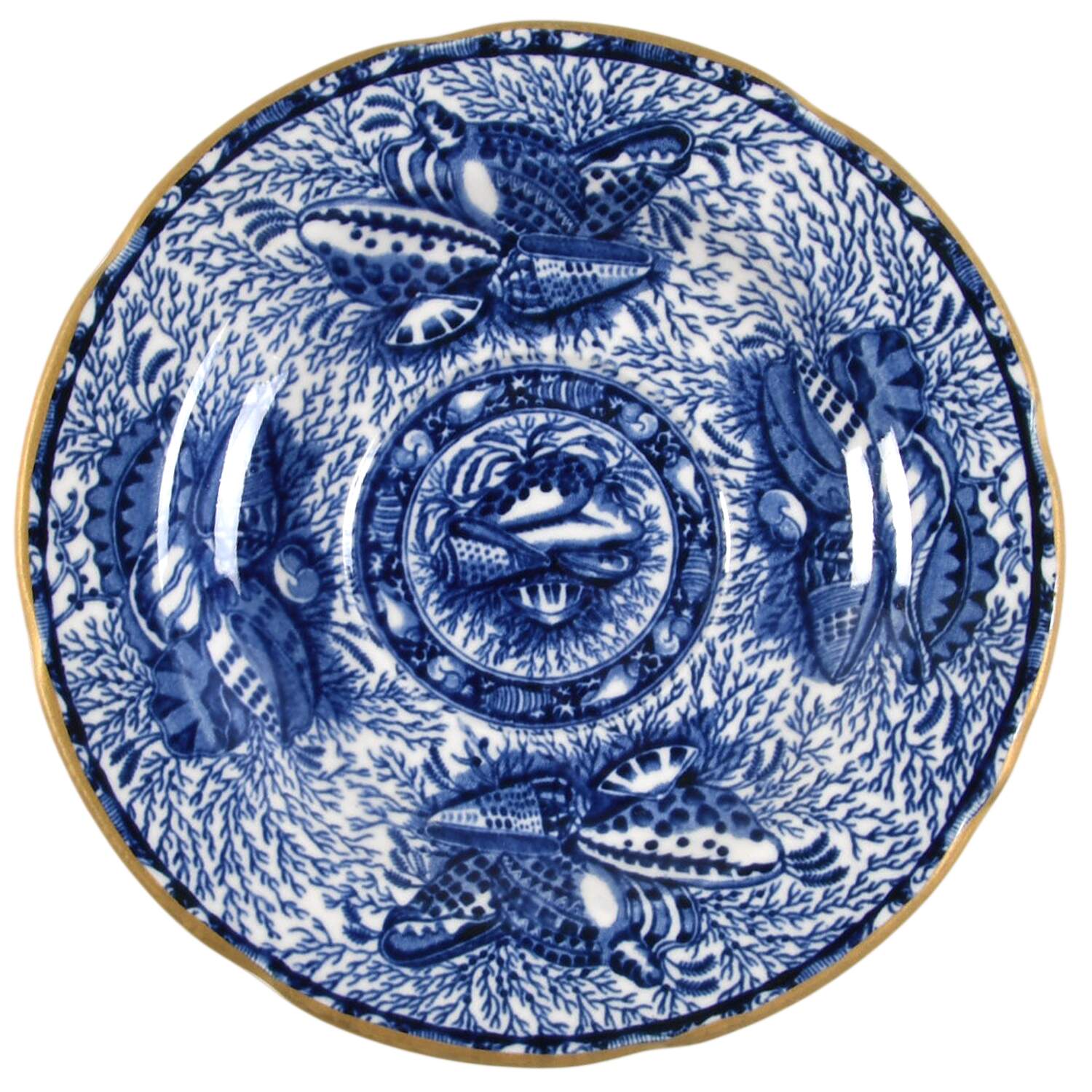 Torquay Blue (Yellow Trim) Saucer for Flat Cup by Mottahedeh-1