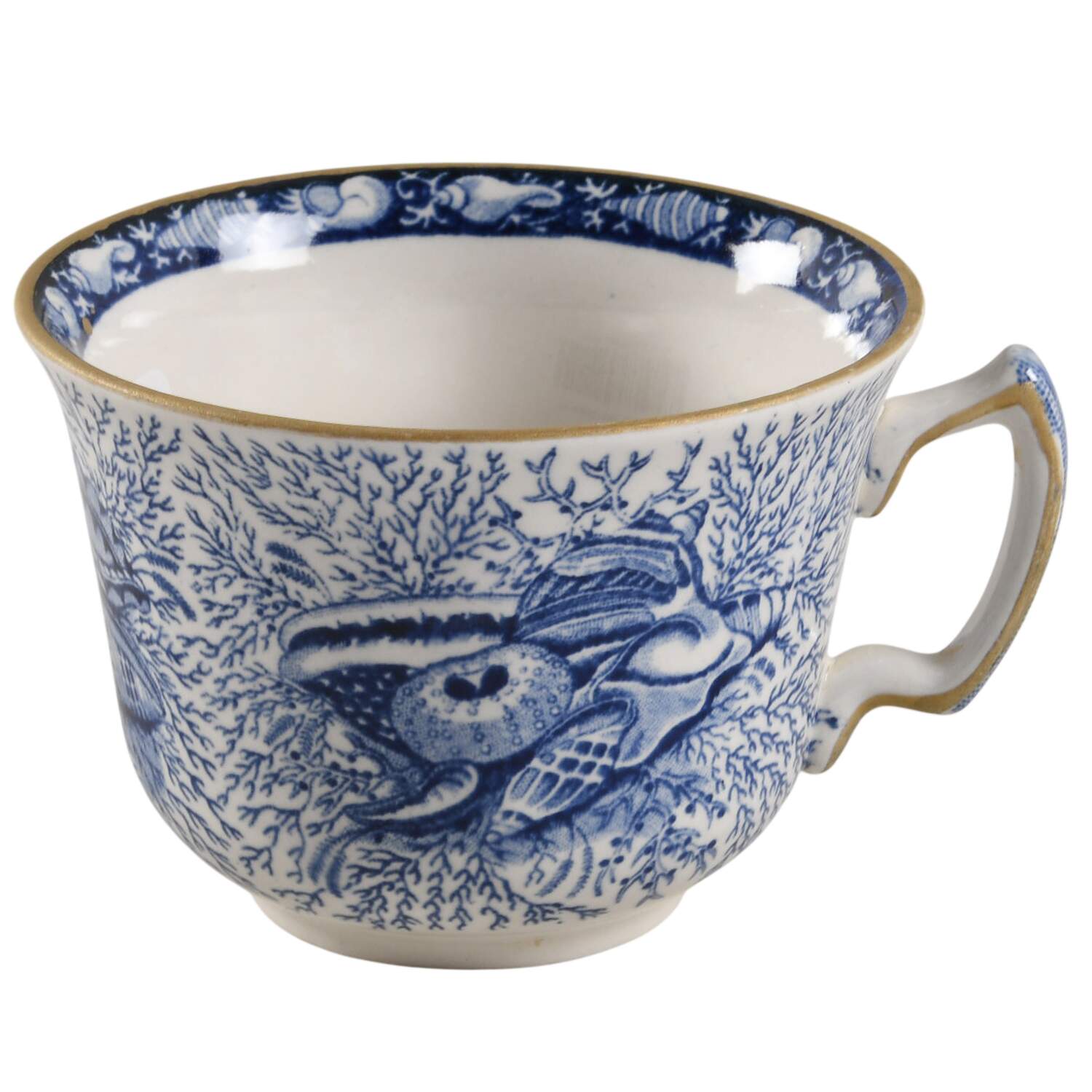 Torquay Blue (Yellow Trim) Flat Cup by Mottahedeh-1