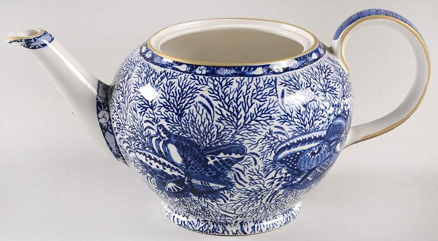 Torquay Blue (Yellow Trim) Teapot No Lid by Mottahedeh-1