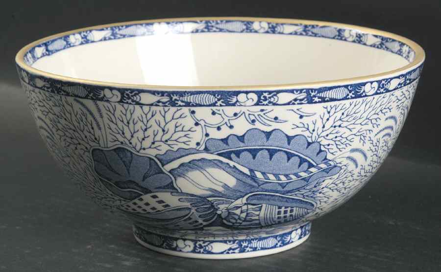 Torquay Blue (Yellow Trim) 7" Round Vegetable Bowl by Mottahedeh-1