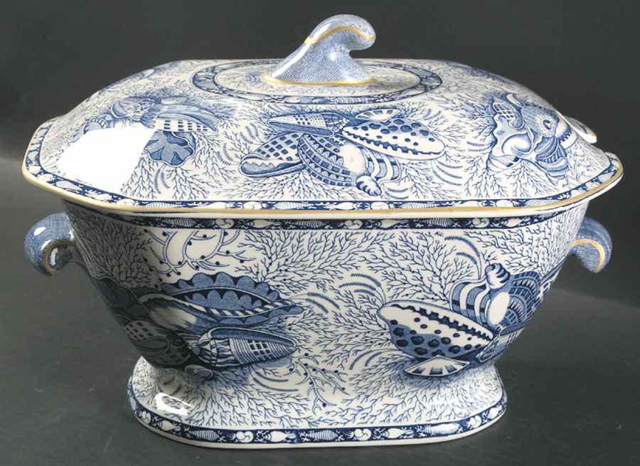 Torquay Blue (Yellow Trim) Tureen &  Lid by Mottahedeh-1