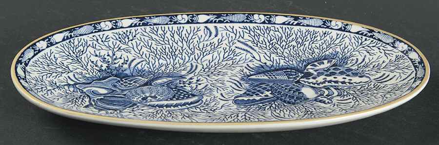 Torquay Blue (Yellow Trim) Underplate for Gravy Boat by Mottahedeh-1